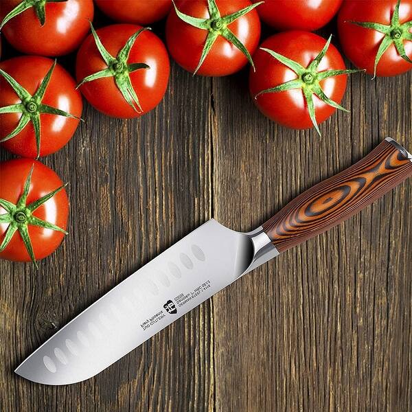 Tuo Cutlery 7" Santoku Vegetable Knife, Fiery Series On Sale Bed